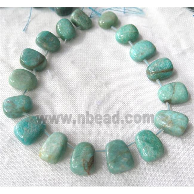 green Amazonite collar beads, teardrop, top-drilled