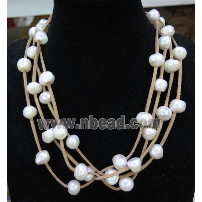 white freshwater pearl necklace with magnetic clasp