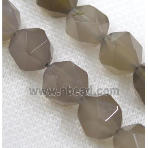 Gray Agate Beads Cut Round