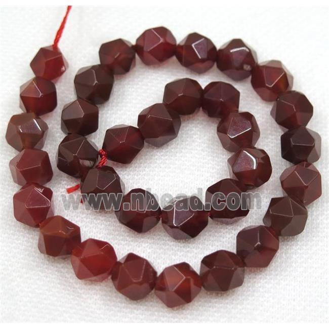 Red Agate Beads Cutted Round