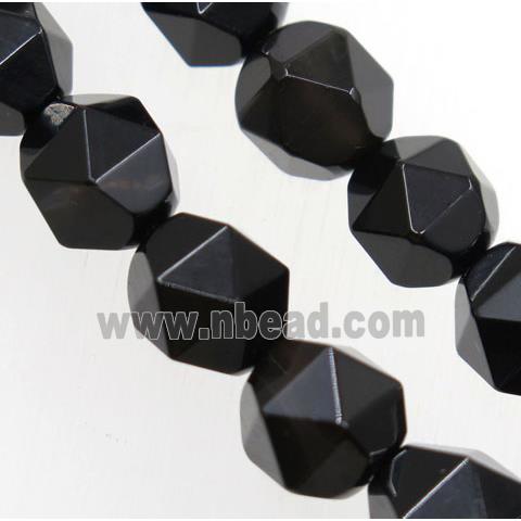 Black Agate Beads Cutted Round
