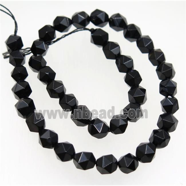 Black Agate Beads Cutted Round