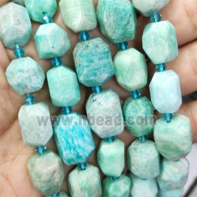 Amazonite nugget beads, faceted freeform, green