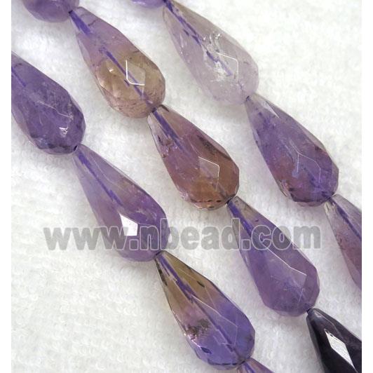 Ametrine beads, faceted teardrop, purple