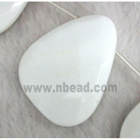 white porcelain beads, faceted freeform