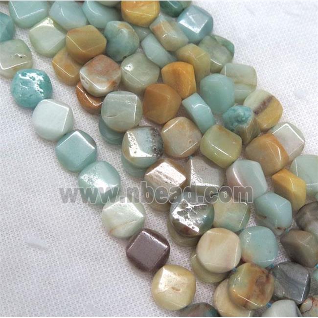 Amazonite beads, faceted flat round