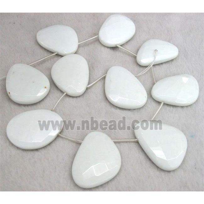 white porcelain beads, faceted freeform