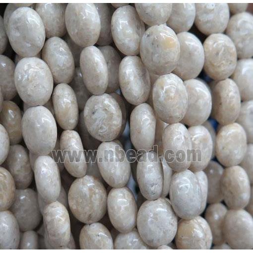 white Chinese River Jasper oval beads, Grade B