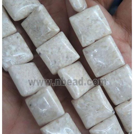 white Chinese River Jasper beads, square, Grade B