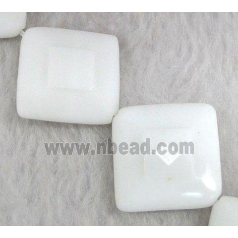 porcelain beads, corner-drilled square, faceted