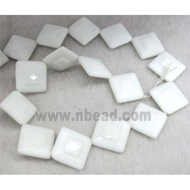 porcelain beads, corner-drilled square, faceted