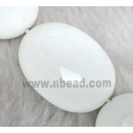 porcelain beads, flat oval, faceted