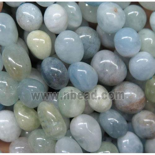Aquamarine chip bead, freeform, Grade B