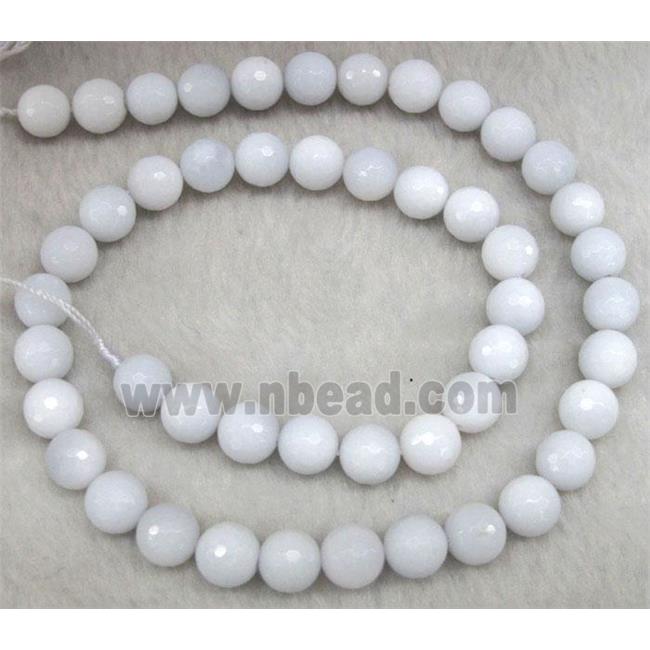 white agate beads, faceted round