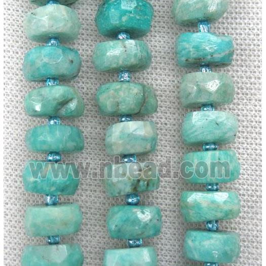 green Russian Amazonite bead, faceted rondelle