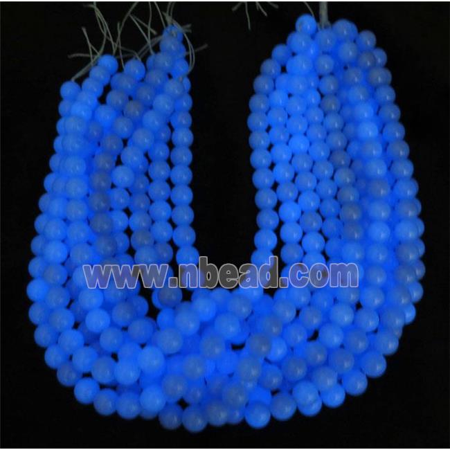 blue GlowStone beads, round