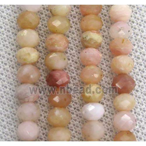 pink Opal Jasper bead, faceted rondelle