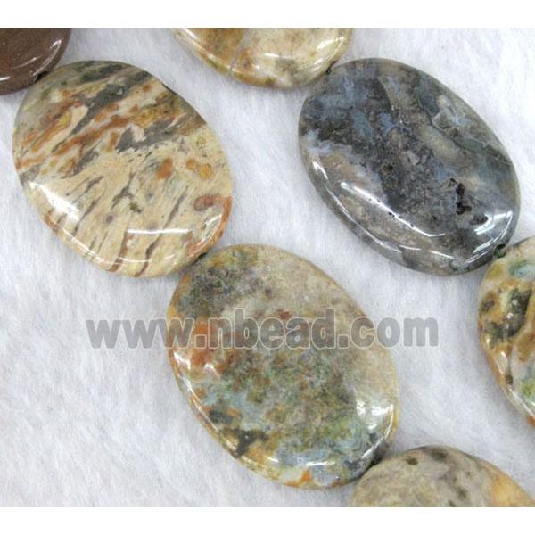 Ocean Agate beads, flat oval