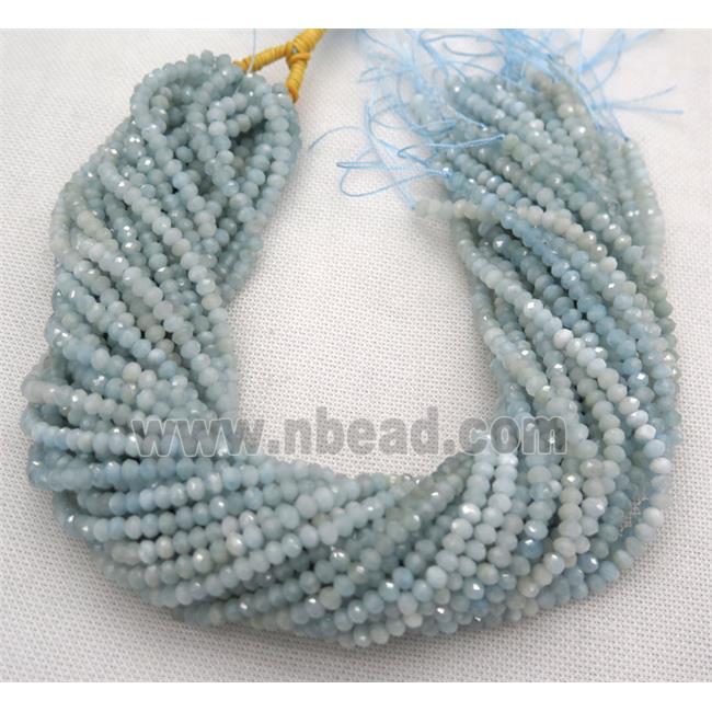 blue Aquamarine beads, faceted rondelle