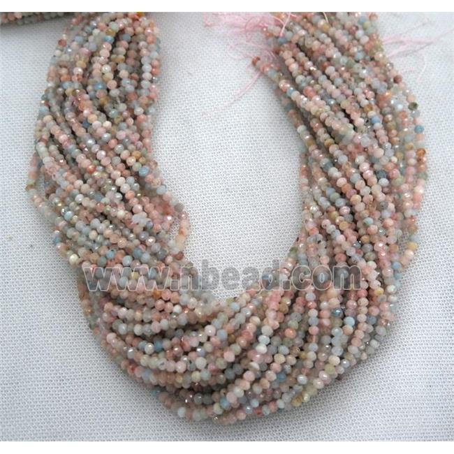 Morganite beads, faceted rondelle, pink