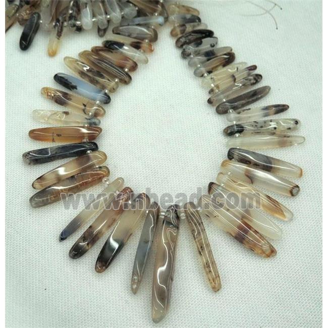 Chinese Heihua Agate necklace collar beads, stick