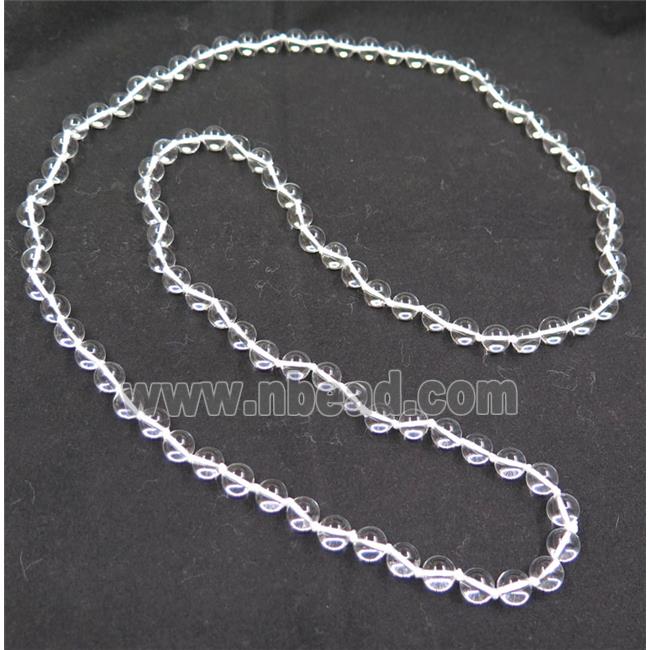Clear Quartz beads knot Necklace Chain, round