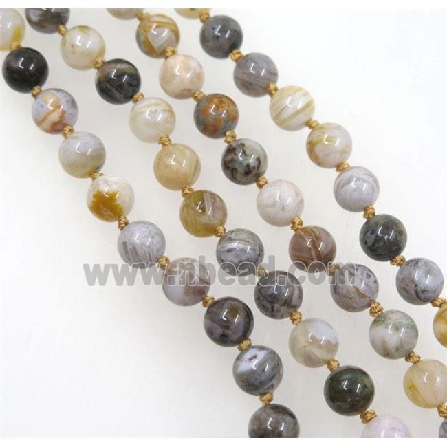 Chinese zhuye Bamboo Agate beads knot Necklace Chain