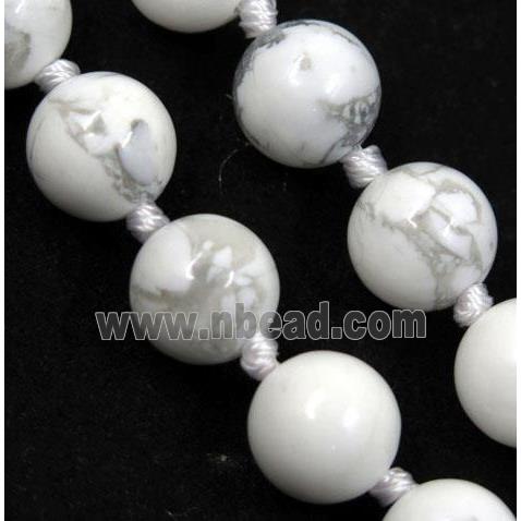 white howlite turquoise beads knot Necklace Chain, round