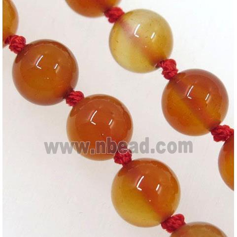 red Carnelian Agate beads knot Necklace Chain