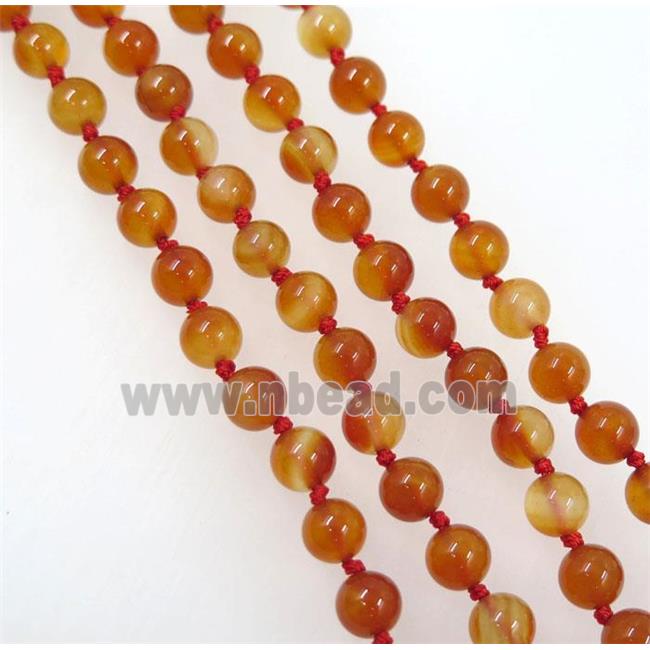 red Carnelian Agate beads knot Necklace Chain