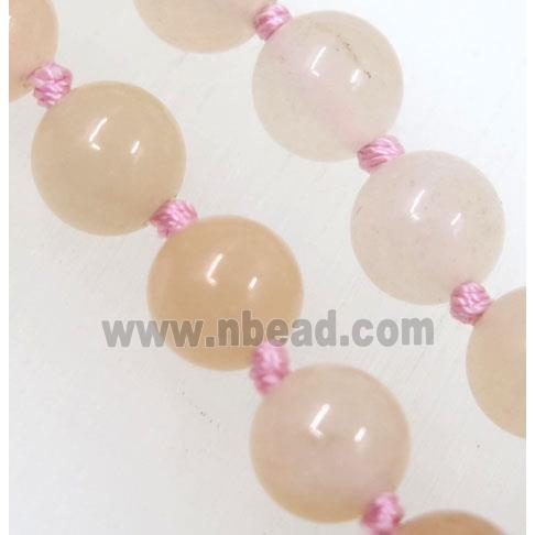 round Pink Aventurine beads knot Necklace Chain