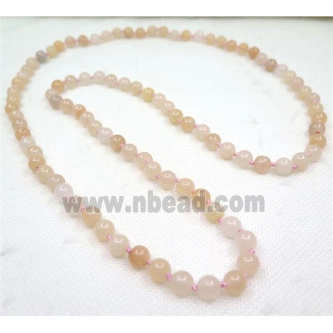 round Pink Aventurine beads knot Necklace Chain