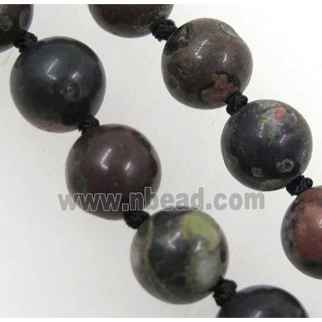 PlumBlossom Jasper Bead knot Necklace Chain, round