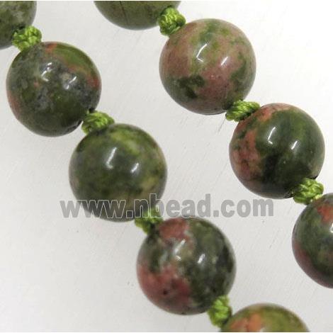 round Unakite beads knot Necklace Chain