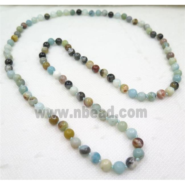 round Chinese Amazonite beads knot Necklace Chain