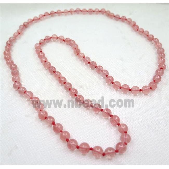 round watermelon quartz knot Necklace Chain
