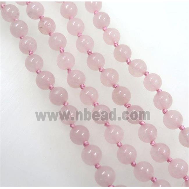 round Rose Quartz beads knot Necklace Chain