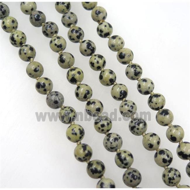 round spotted dalmatian jasper beads knot Rosary Necklace Chain