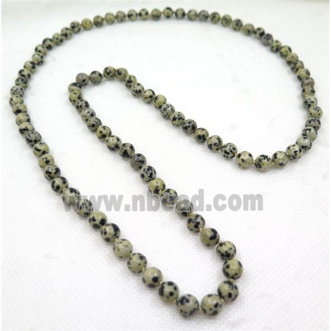 round spotted dalmatian jasper beads knot Rosary Necklace Chain