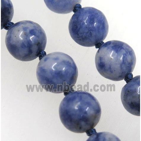 blue spotted dalmatian jasper beads knot Necklace Chain, round