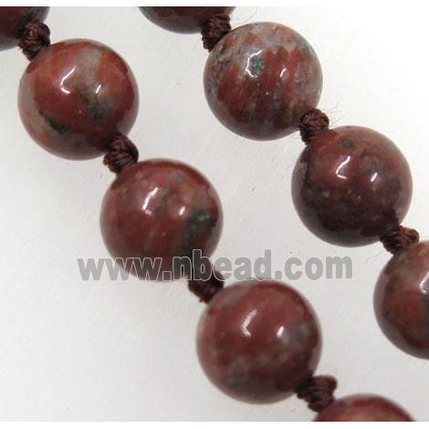 red sesame jasper beads knot Necklace Chain, round