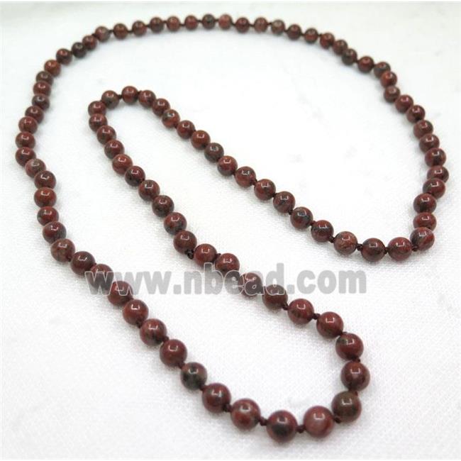 red sesame jasper beads knot Necklace Chain, round