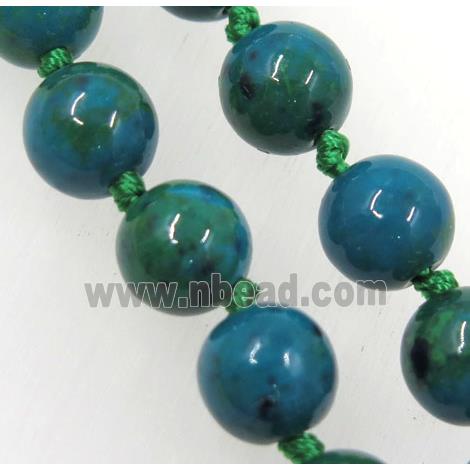 Azurite bead knot Necklace Chain, round, dye