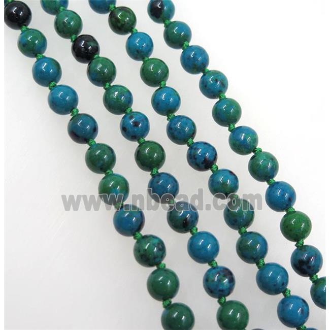 Azurite bead knot Necklace Chain, round, dye