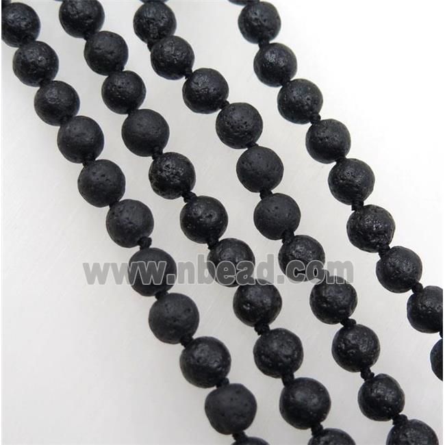 Lava stone beads knot Necklace Chain, round