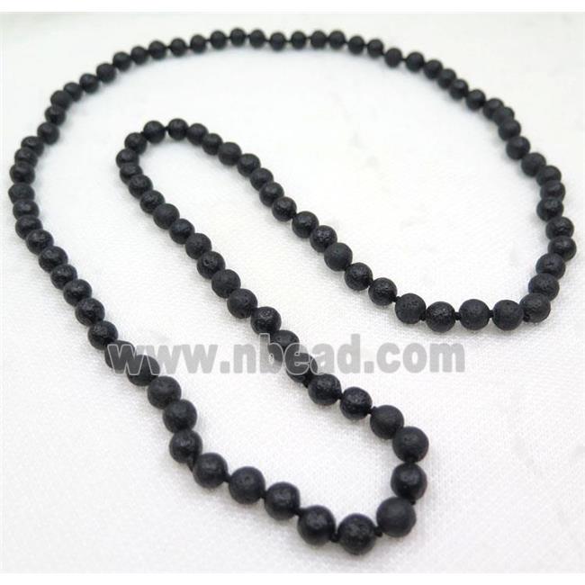 Lava stone beads knot Necklace Chain, round