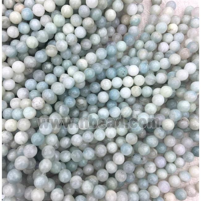 round Aquamarine beads, blue, grade B, synthetic
