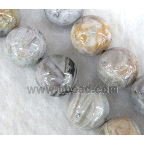 gray Bamboo Agate beads, round