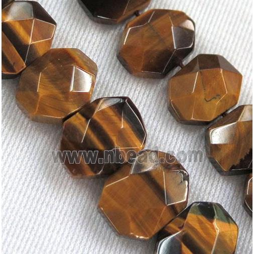 tiger eye stone bead, faceted oval, yellow