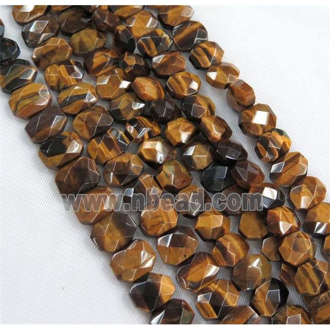 tiger eye stone bead, faceted oval, yellow